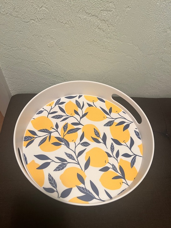 Mainstays Other - #1901: Round Serving Tray with Yellow Lemon Print